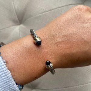 Cable Classics Bracelet in Sterling Silver with Black Onyx and 14K Yellow Gold